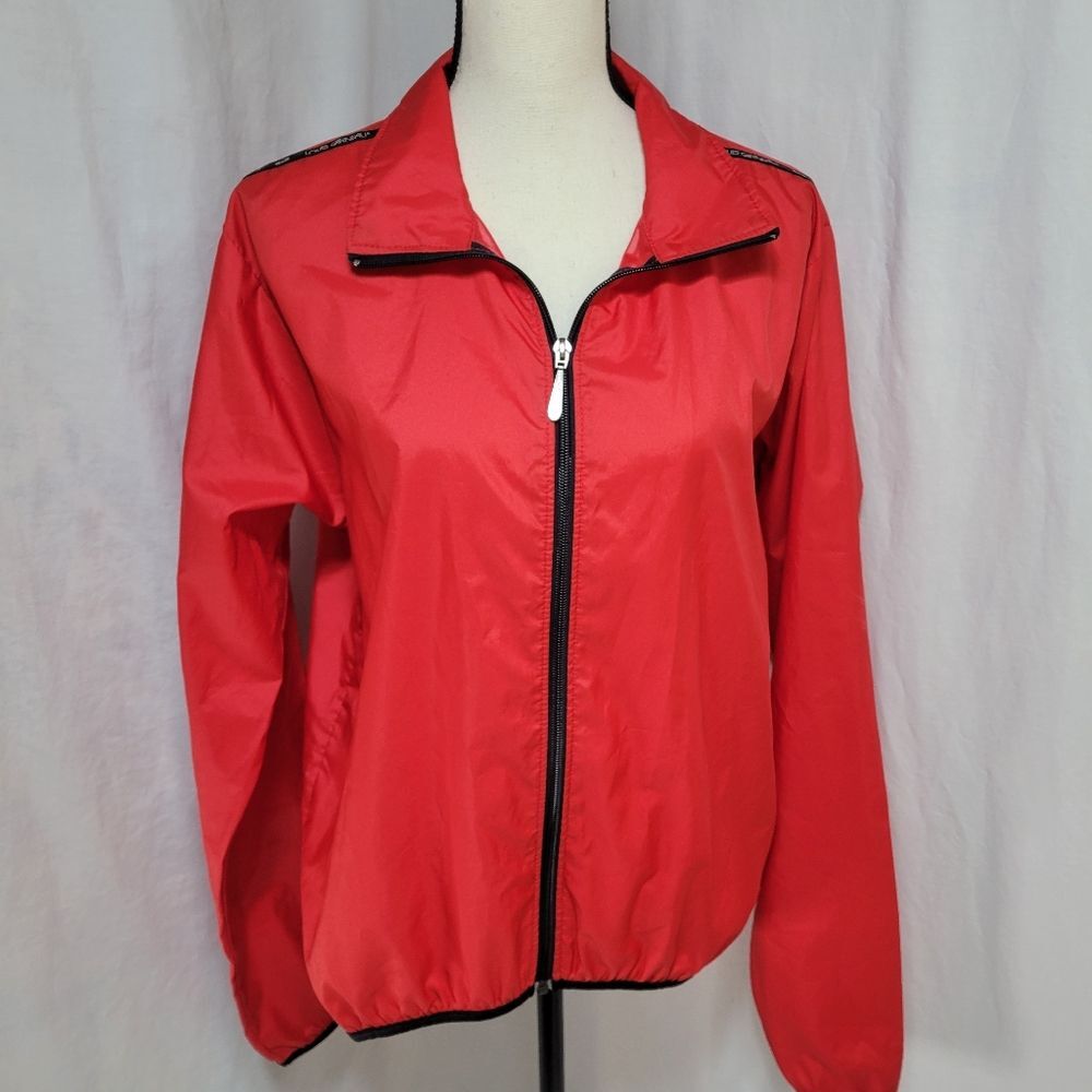 Louis Garneau red windbreaker full zip up cycling jacket, size M
